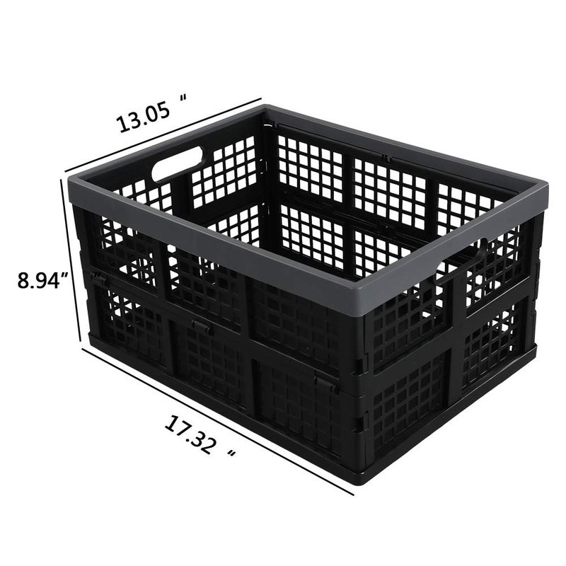 Fiazony 3-Pack 32 L Collapsible Crates, Plastic Folding Storage Crates - Image 2